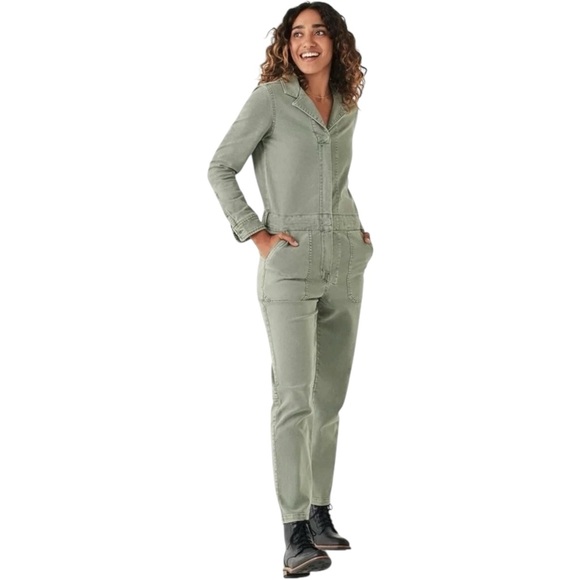 Faherty Overland Twill Utility Jumpsuit Olive Green...